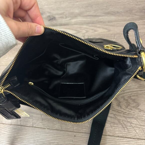 Coach Poppy Crossbody M1280-F22147 Black Patent Leather Shoulder Bag Purse - Picture 12 of 16